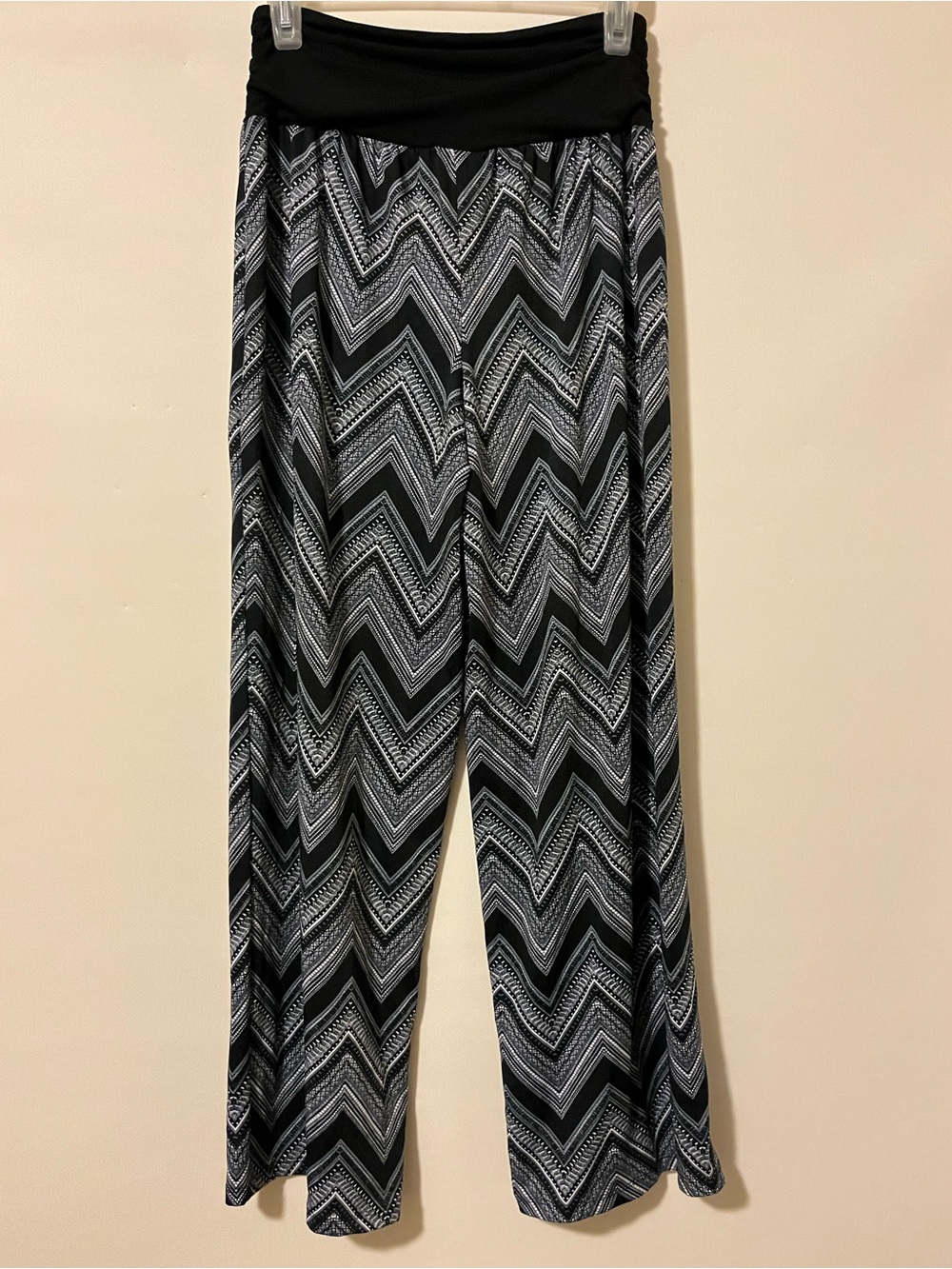 Apt 9 Black & White Chevron Wide-Leg Palazzo Pants - Women Size L